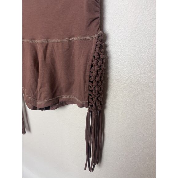 Mystic Closet Brown Stretch Fringe Booty Shorts Women’s Sz Small/Medium S/M - Picture 3 of 8